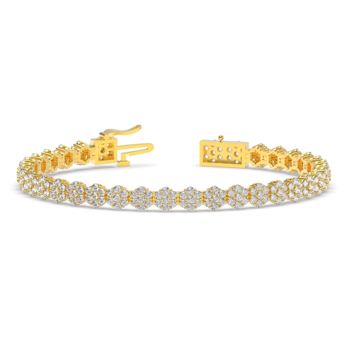 4 Prong Round Yellow Gold Glimmer Tennis Bracelet