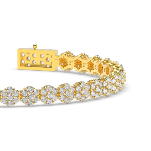 4 Prong Round Yellow Gold Glimmer Tennis Bracelet