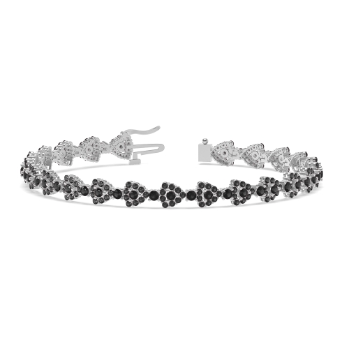 4 Prong Round Triangle Black Cluster Diamond Bracelets