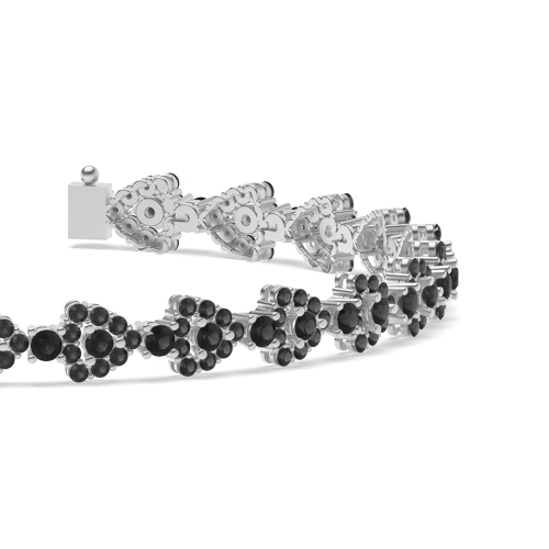 4 Prong Round Triangle Black Cluster Diamond Bracelets