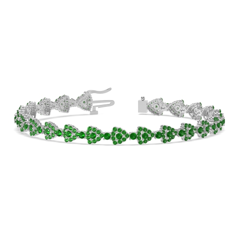 4 Prong Round Triangle Emerald Tennis Diamond Bracelets