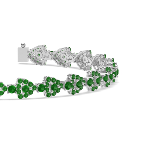4 Prong Round Triangle Emerald Tennis Diamond Bracelets