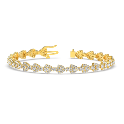 4 Prong Round Yellow Gold Triangle Tennis Bracelet