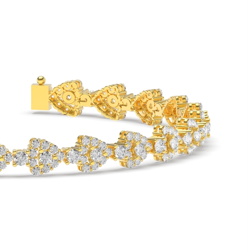 4 Prong Round Yellow Gold Triangle Tennis Bracelet