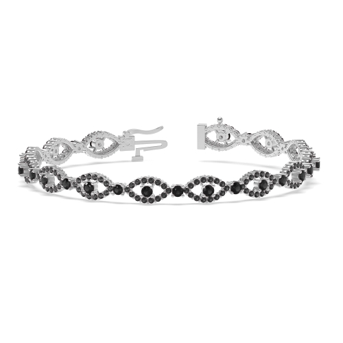 4 Prong Round Devil eye Black Cluster Diamond Bracelets