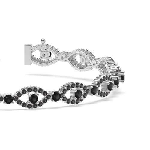 4 Prong Round Devil eye Black Cluster Diamond Bracelets