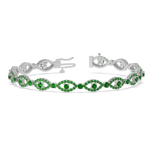 4 Prong Round Devil eye Emerald Tennis Diamond Bracelets