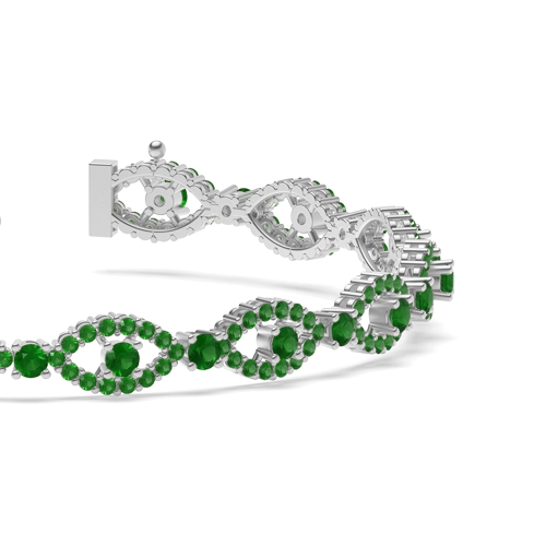4 Prong Round Devil eye Emerald Tennis Diamond Bracelets