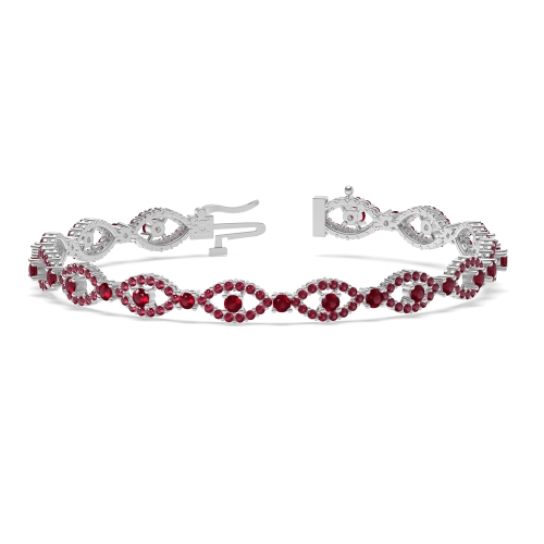 4 Prong Round Devil eye Ruby Cluster Diamond Bracelets