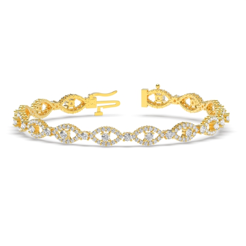 4 Prong Round Yellow Gold Devil Eye Tennis Bracelet