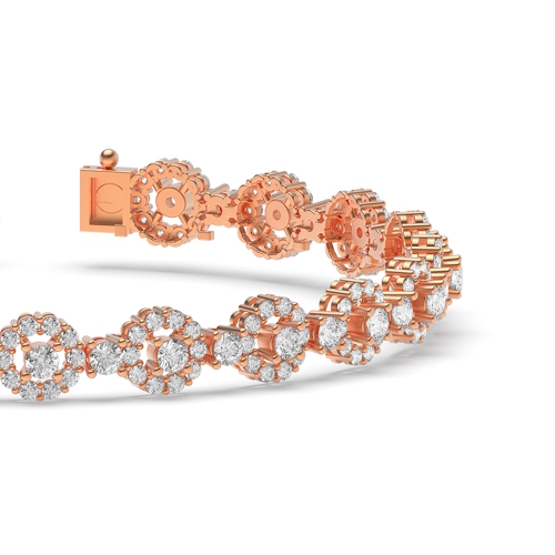 4 Prong Round Rose Gold Lustertrace Tennis Diamond Bracelets