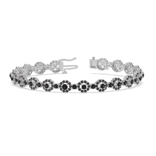 4 Prong Round Lustertrace Black Cluster Diamond Bracelets