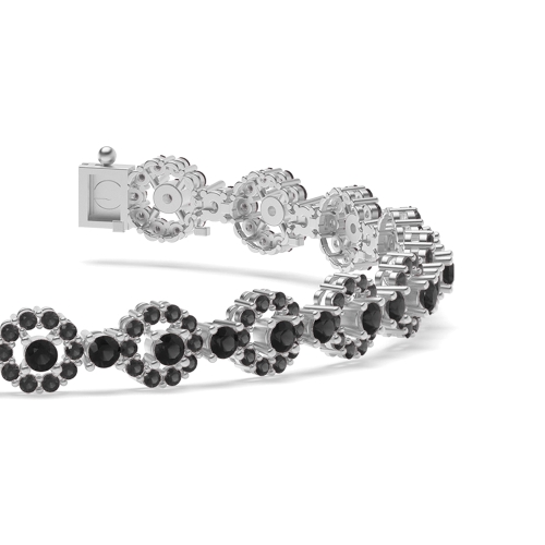 4 Prong Round Lustertrace Black Cluster Diamond Bracelets