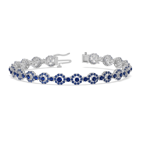 4 Prong Round LusterTrace Blue Sapphire Tennis Bracelet