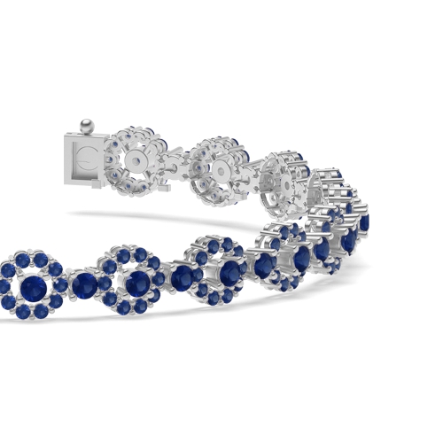 4 Prong Round LusterTrace Blue Sapphire Tennis Bracelet