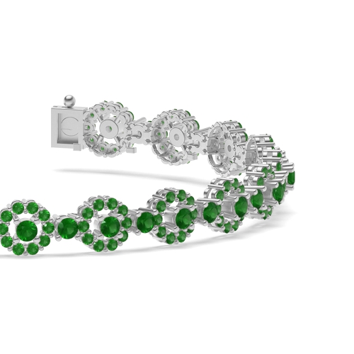 4 Prong Round Lustertrace Emerald Tennis Diamond Bracelets