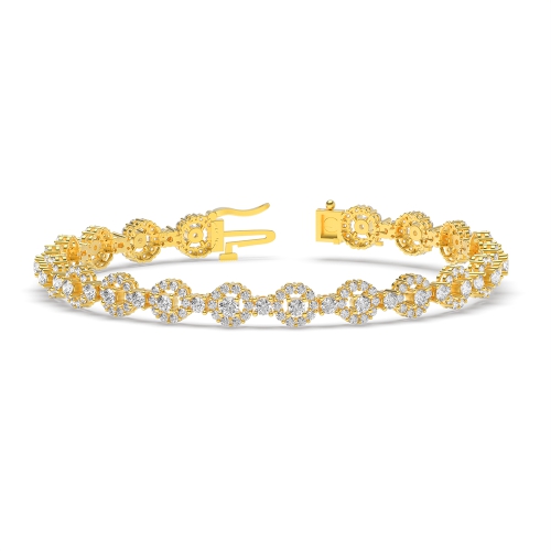 4 Prong Round Yellow Gold LusterTrace Tennis Bracelet