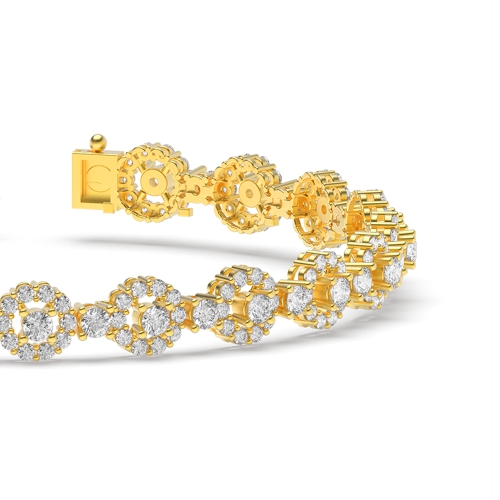 4 Prong Round Yellow Gold LusterTrace Tennis Bracelet