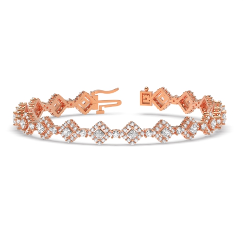 4 Prong Princess/Round Rose Gold Tennis Bracelet