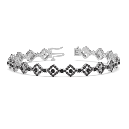 4 Prong Round Square Black Cluster Diamond Bracelets