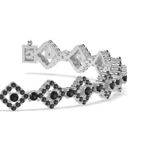 4 Prong Round Square Black Cluster Diamond Bracelets