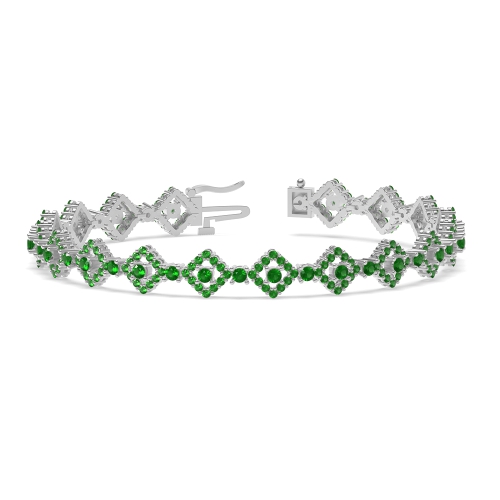 4 Prong Round Square Emerald Tennis Diamond Bracelets