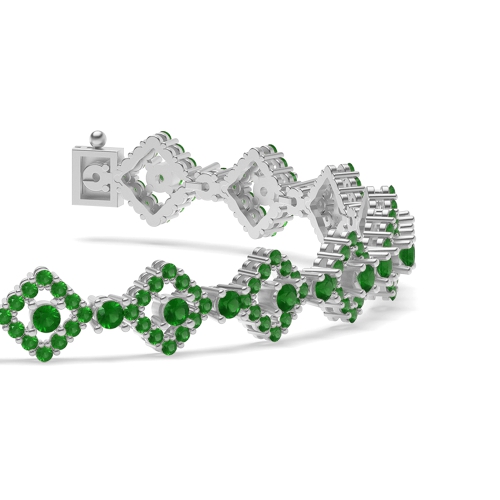4 Prong Round Square Emerald Tennis Diamond Bracelets