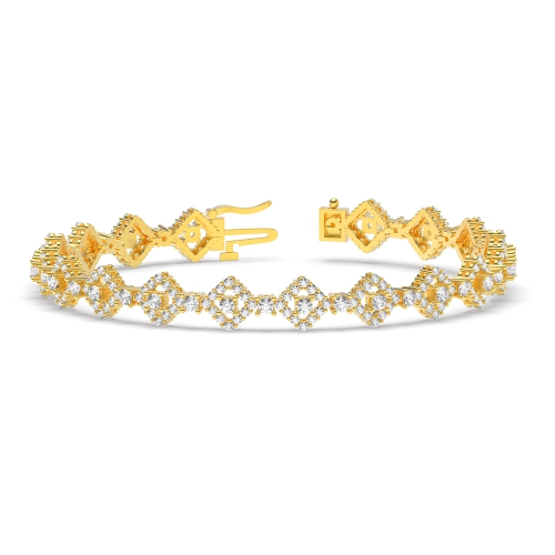 4 Prong Round Yellow Gold Square Tennis Bracelet