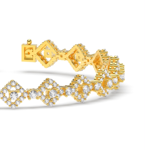 4 Prong Round Yellow Gold Square Tennis Bracelet