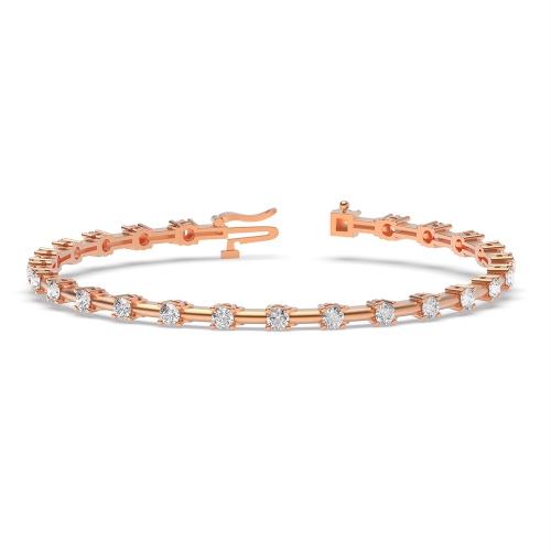 4 Prong Round Rose Gold Tennis Bracelet