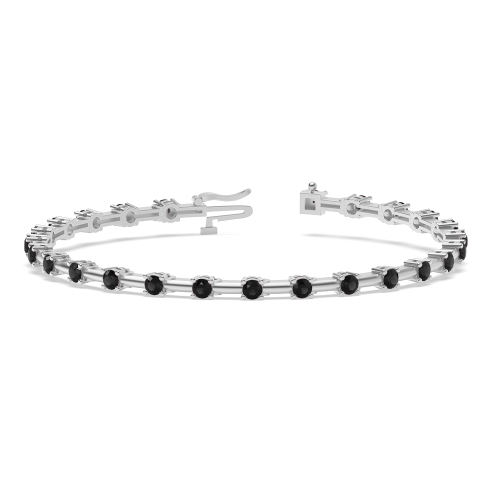 4 Prong Round Delicate Black Tennis Diamond Bracelets