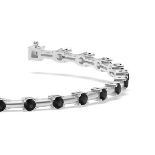4 Prong Round Delicate Black Tennis Diamond Bracelets