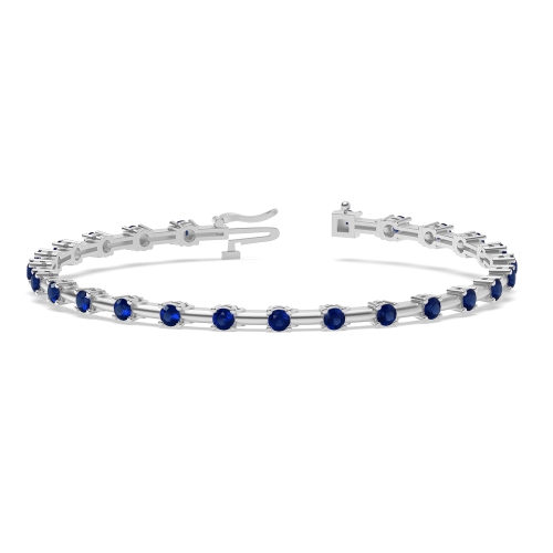 4 Prong Round Blue Sapphire Delicate Diamond Bracelets