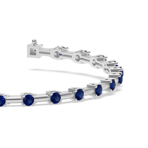 4 Prong Round Blue Sapphire Delicate Diamond Bracelets