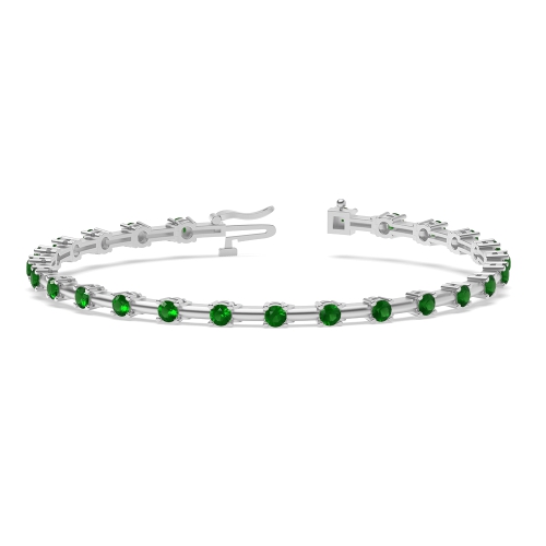 4 Prong Round Emerald Delicate Diamond Bracelets