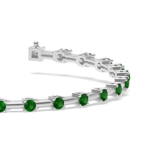 4 Prong Round Emerald Delicate Diamond Bracelets