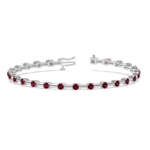 4 Prong Round Delicate Ruby Friendship Diamond Bracelets