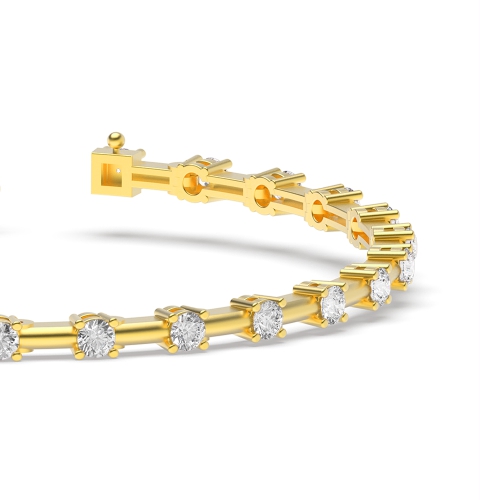 4 Prong Round Yellow Gold Delicate Tennis Diamond Bracelets