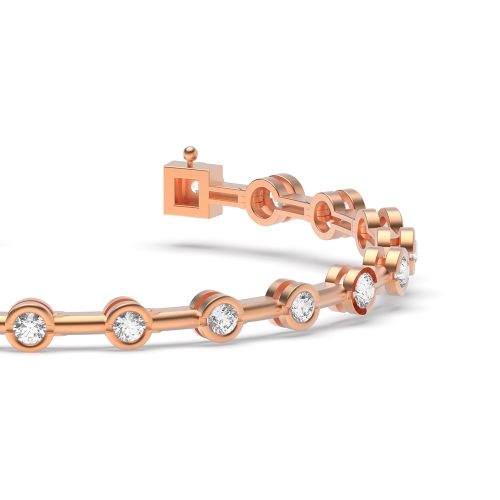 Bezel Setting Round Rose Gold Tennis Bracelet