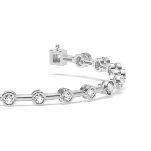 Bezel Setting Round Plain bar link Lab Grown Friendship Diamond Bracelets