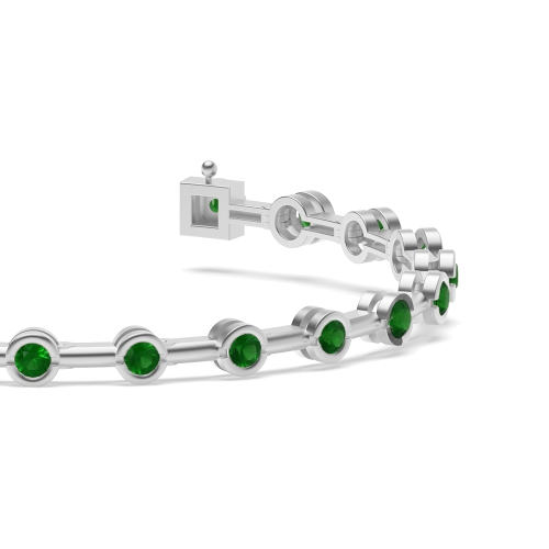 Bezel Setting Round Plain bar link Emerald Delicate Diamond Bracelets