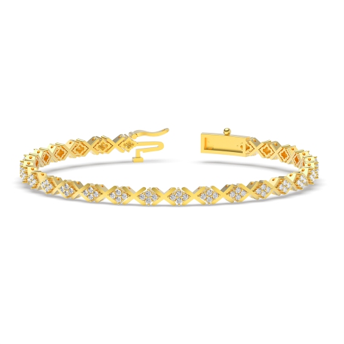 4 Prong Round Yellow Gold X-Link Tennis Bracelet