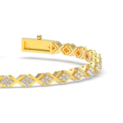 4 Prong Round Yellow Gold X-Link Tennis Bracelet