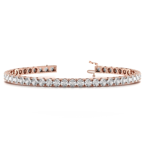 4 Prong Round Rose Gold Illusion set Tennis Diamond Bracelets