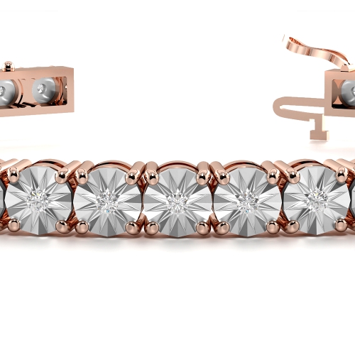 4 Prong Round Rose Gold Illusion set Tennis Diamond Bracelets