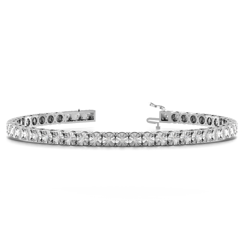 4 Prong Round Platinum Illusion set Tennis Bracelet