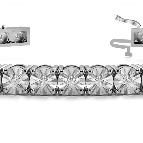 4 Prong Round Platinum Illusion set Tennis Bracelet