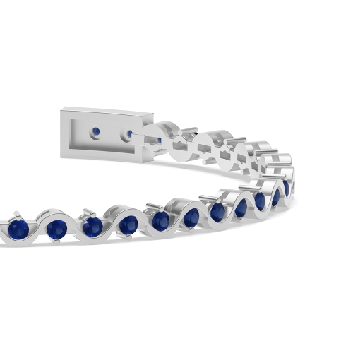 4 Prong Round curved Blue Sapphire Delicate Bracelet