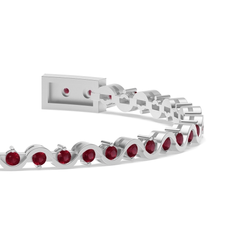 4 Prong Round curved Ruby Delicate Bracelet