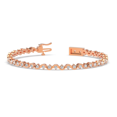4 Prong Round Rose Gold Curved Friendship Diamond Bracelets